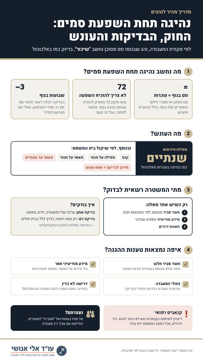 נהיגה תחת השפעת סמים - אינפוגרפיקה